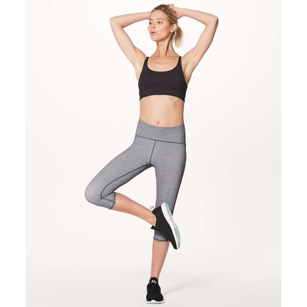 Lululemon High Times Pant Women Size 2 Gray Mesh Crop Leggings Athleisure Yoga